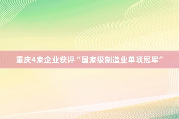 重庆4家企业获评“国家级制造业单项冠军”
